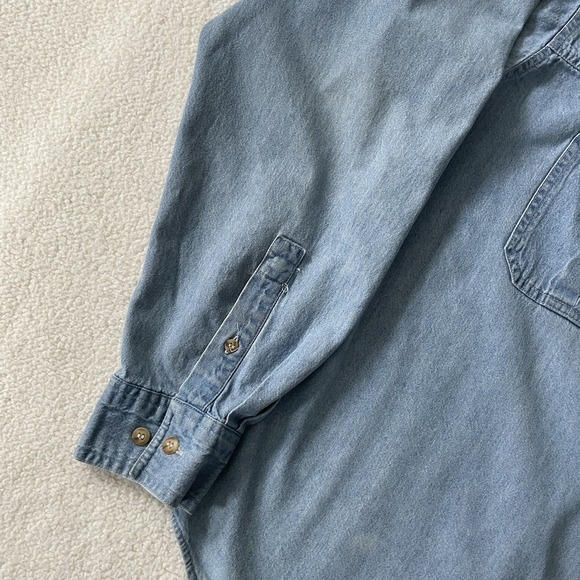 Vintage Marlboro Country Store Denim Shirt Mens Med Light Wash Grunge Y2k Cowboy - Picture 7 of 16